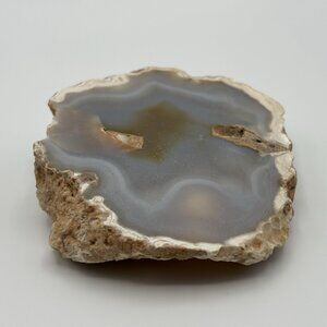 Natural Agate Slab Slice Geode Mineral Specimen Blue Band Swirl Healing Energy